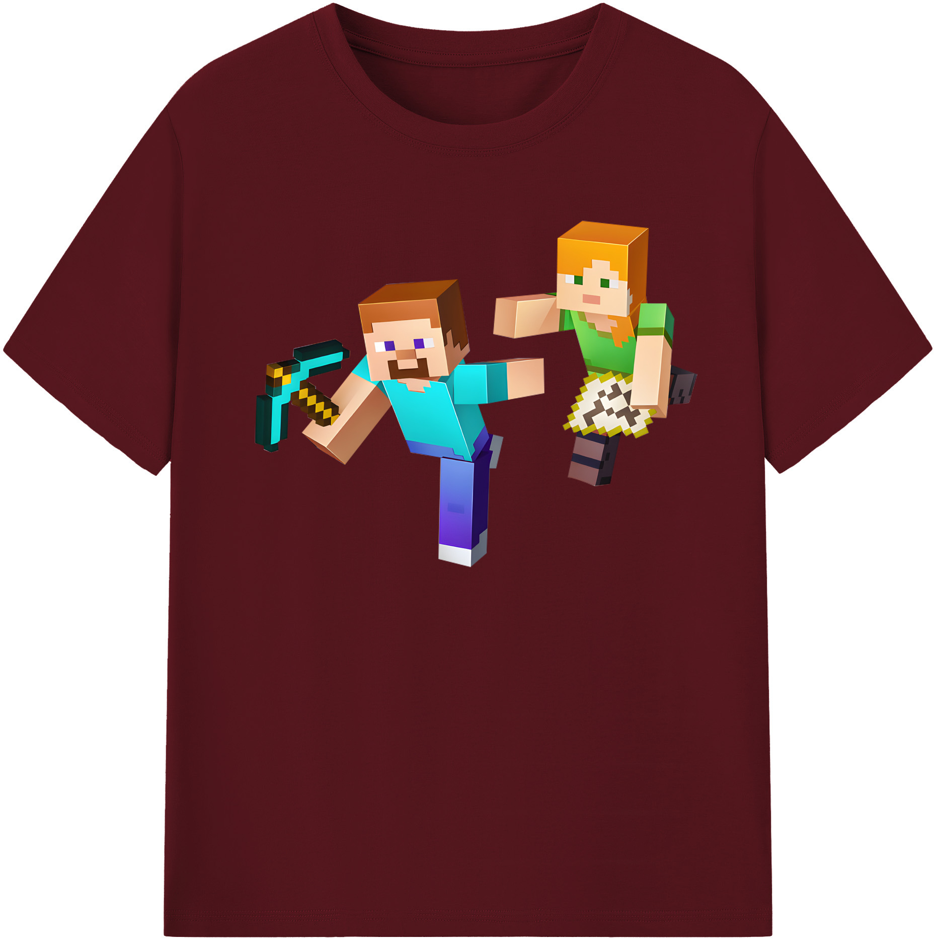 （画像用） マインクラフト ブロックの世界 Minecraft MC Block world 綿100％半袖Tシャツ（フロントプリント）